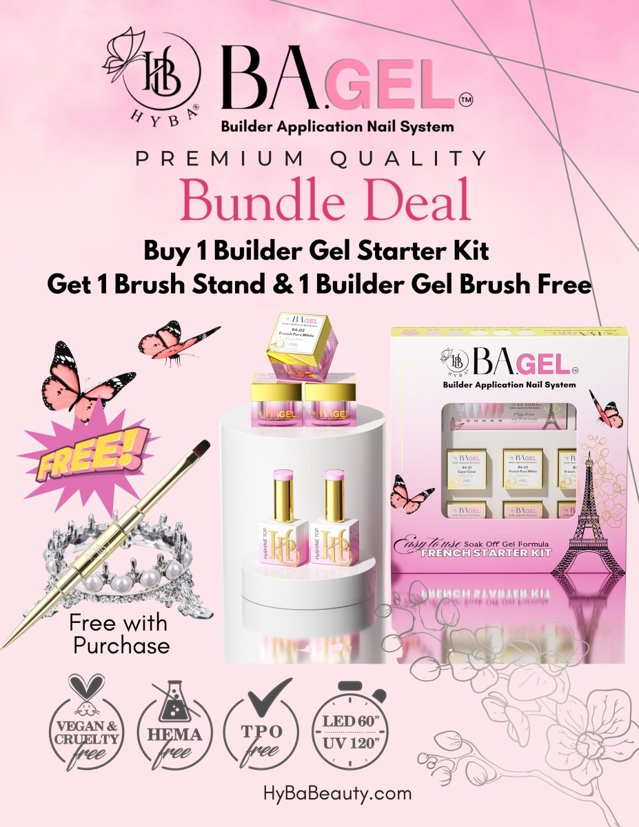 SPECIAL DEAL - BA.GEL® Paris French Builder Gel Starter Kit + Free Brush & Brush Stand - HYBA BEAUTY