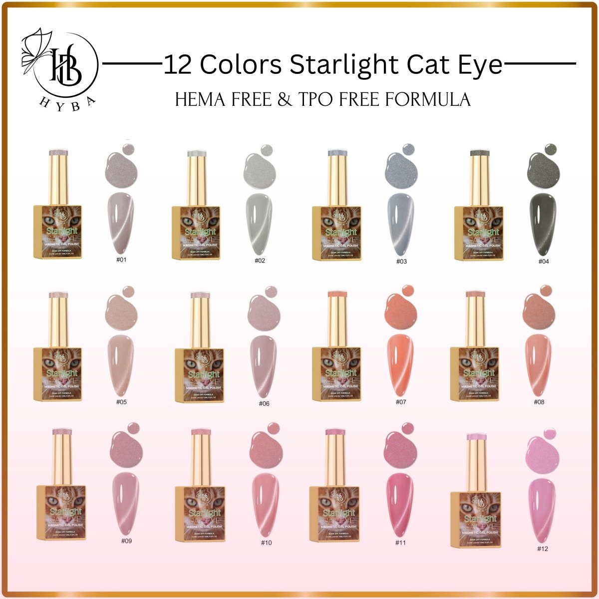 STARLIGHT Cat Eye Collection 1 - Magnetic Gel Polish - HYBA BEAUTY