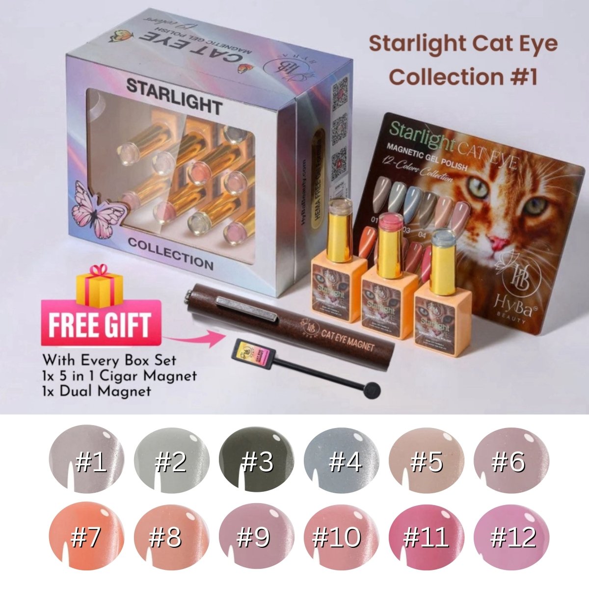 STARLIGHT Cat Eye Collection 1 - Magnetic Gel Polish - HYBA BEAUTY