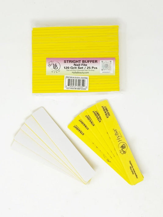 STRIAIGHT BUffer Nail File 120 Grit Refill Set/25 pcs (Yellow) - HYBA BEAUTY