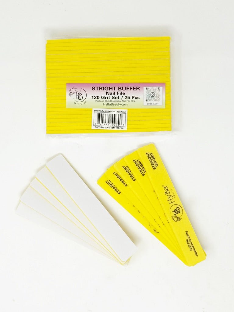 STRIAIGHT BUffer Nail File 120 Grit Refill Set/25 pcs (Yellow) - HYBA BEAUTY