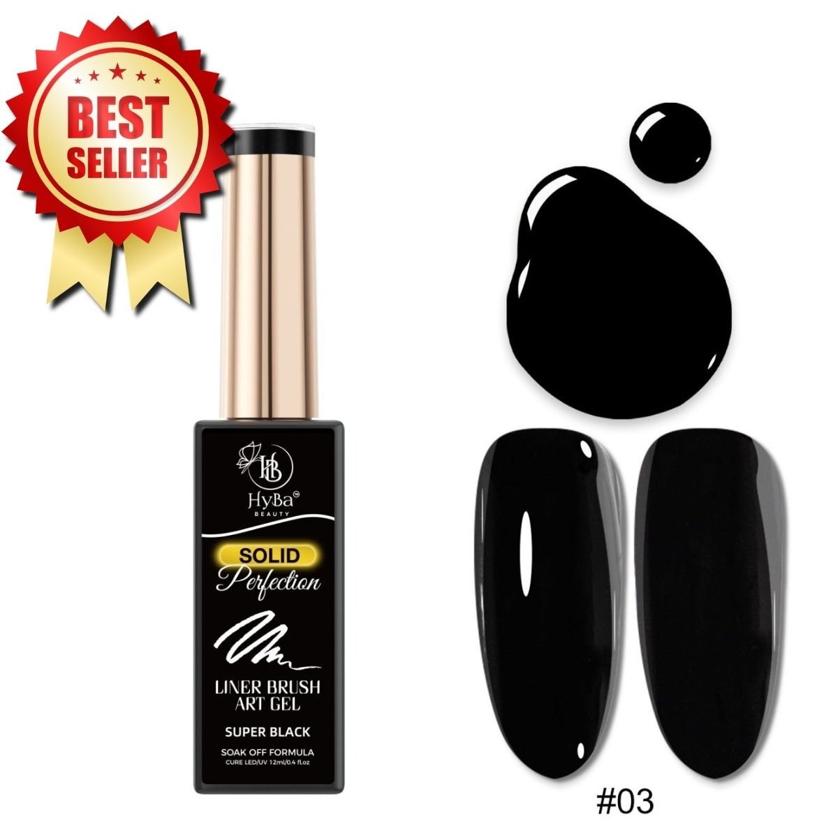 SUPER BLACK #PS01 - (12ml) - PERFECTION SOLID Liner Gel - HyBa® BEAUTY