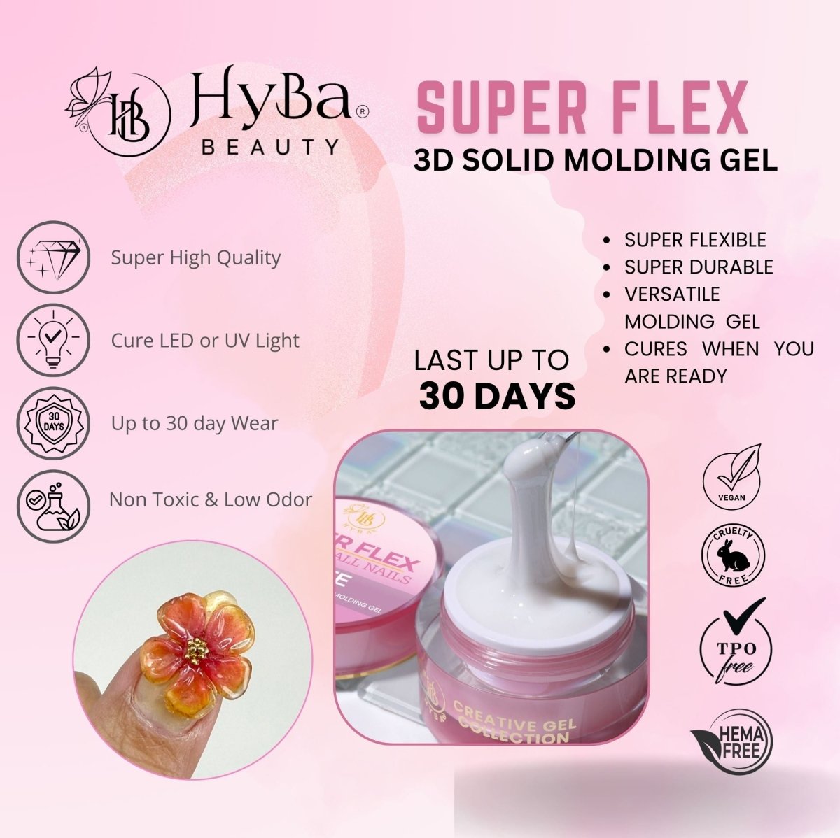 SUPER FLEX - 2 WHITE Molding Gel 30ml - HYBA BEAUTY