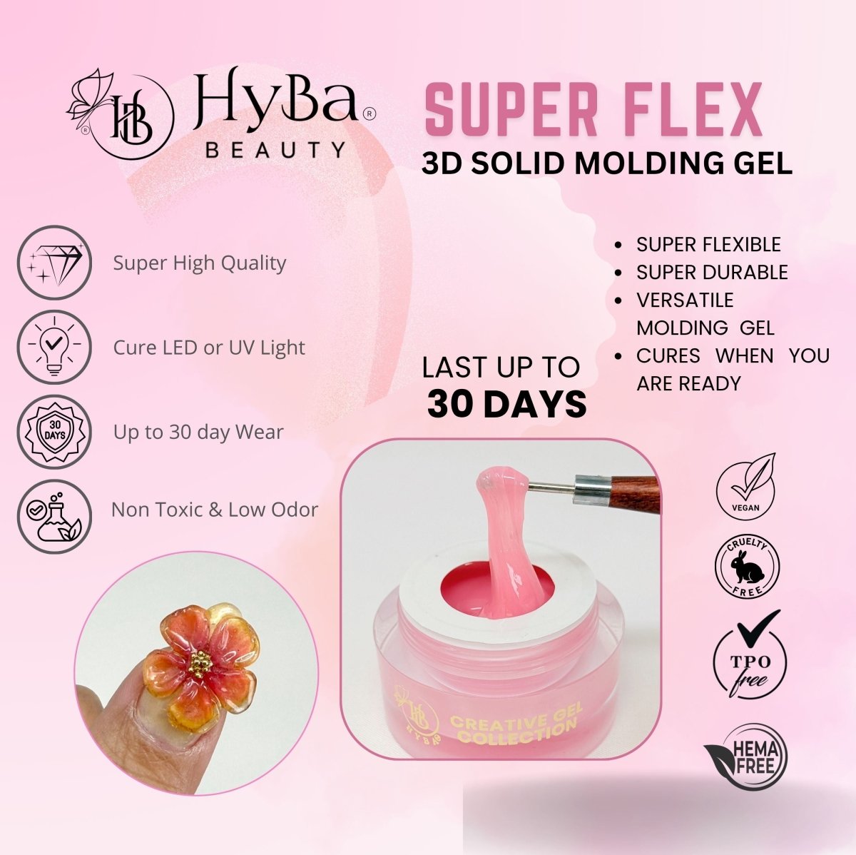SUPER FLEX - 3 PINK Molding Gel 30ml - HYBA BEAUTY