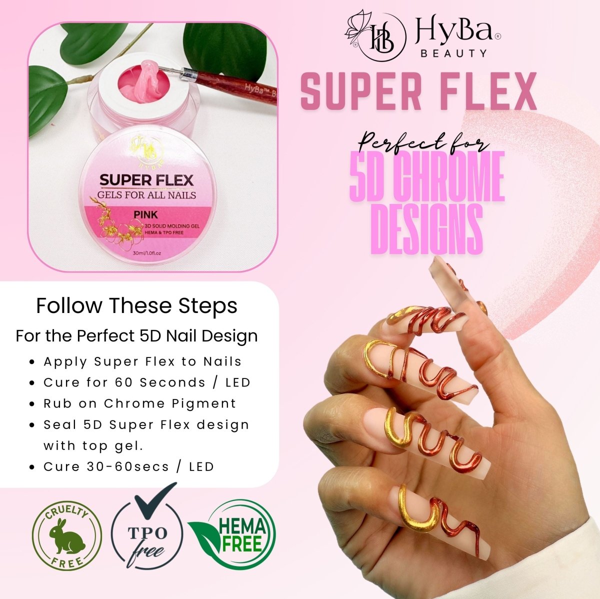 SUPER FLEX - 3 PINK Molding Gel 30ml - HYBA BEAUTY