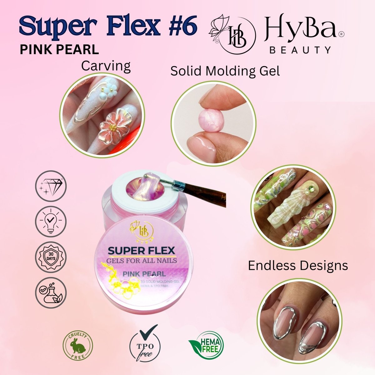 SUPER FLEX - 6 PINK PEARL Molding Gel 30ml - HYBA BEAUTY