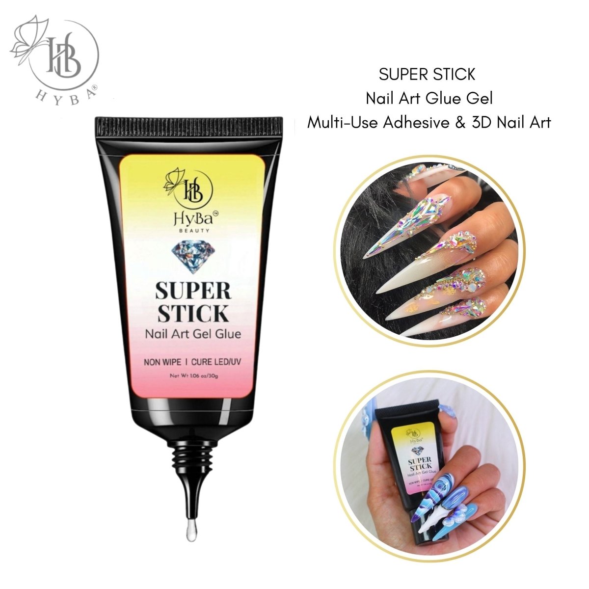 SUPER STICK NAIL ART GEL GLUE - HYBA BEAUTY
