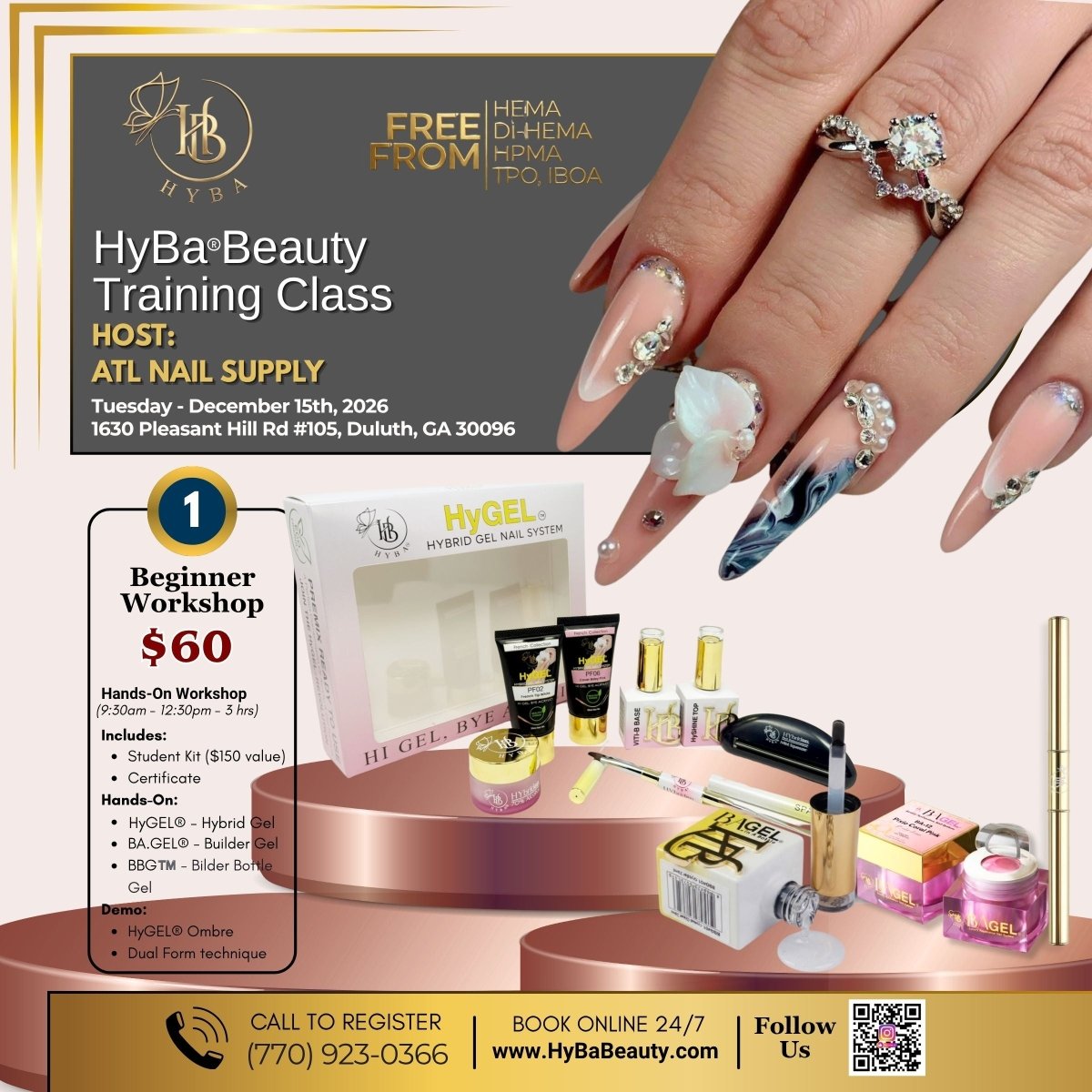 Tuesday - December 15th, 2026 - ATL Nail Supply - Duluth, GA - Class Nail Event - HyBa® BEAUTY